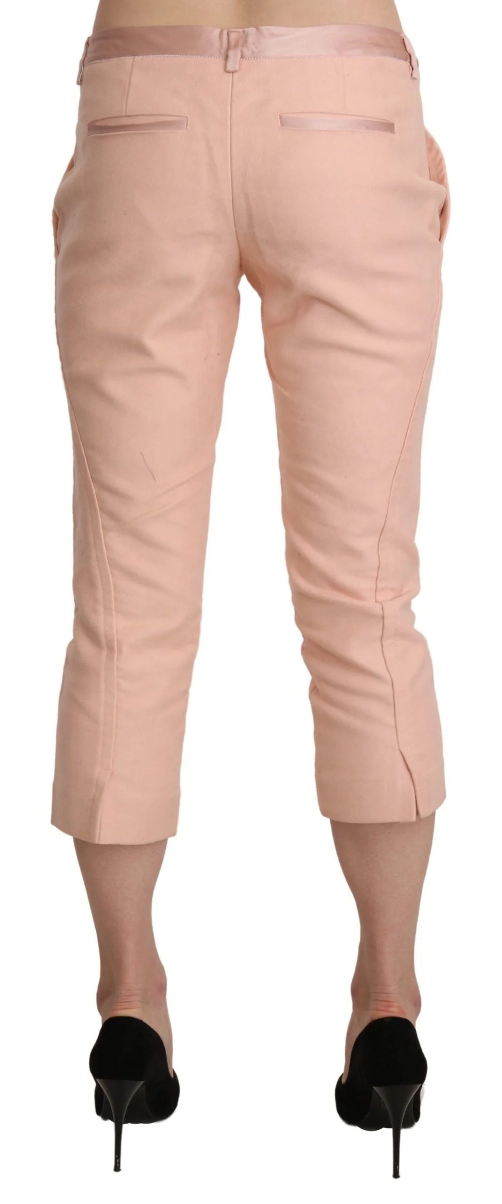 Ermanno Scervino Pink Low Waist Skinny Cropped Capri Pants - Trousers