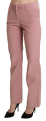 Ermanno Scervino Pink Mid Waist Straight Trouser Cotton Pants - Trousers