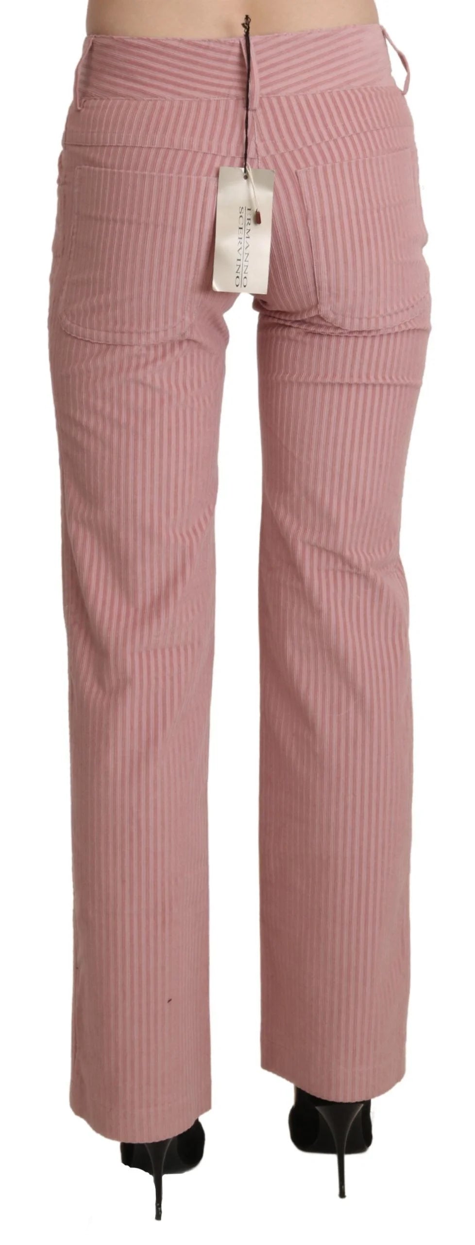 Ermanno Scervino Pink Mid Waist Straight Trouser Cotton Pants - Trousers