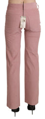 Ermanno Scervino Pink Mid Waist Straight Trouser Cotton Pants - Trousers
