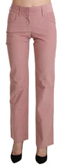 Ermanno Scervino Pink Mid Waist Straight Trouser Cotton Pants - Trousers