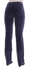 Ermanno Scervino Purple Corduroy Stretch Bootcut Pants - W26 - Trousers