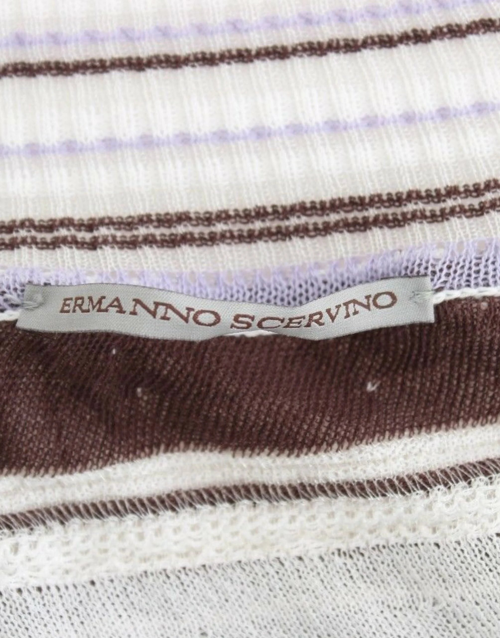 Ermanno Scervino Striped Lace V-Neck Short Sleeve Top Sweater - IT42 | S - Sweaters