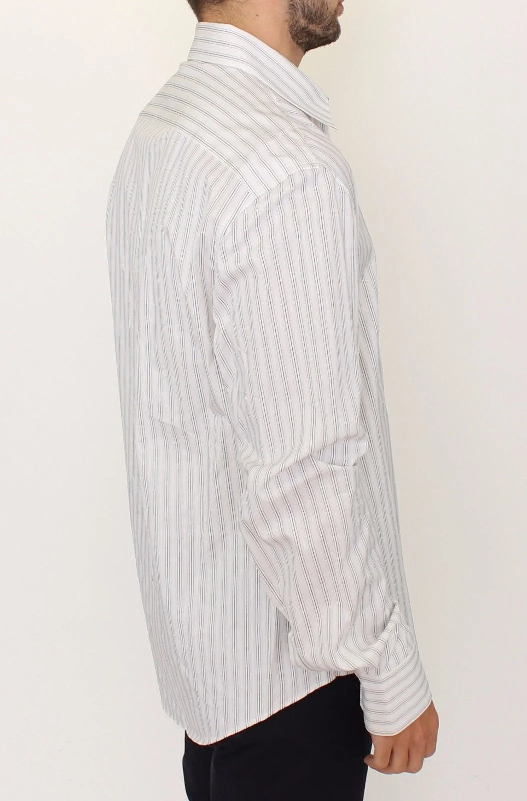 Ermanno Scervino White Black Striped Regular Fit Casual Shirt - IT54 | XL - Shirts