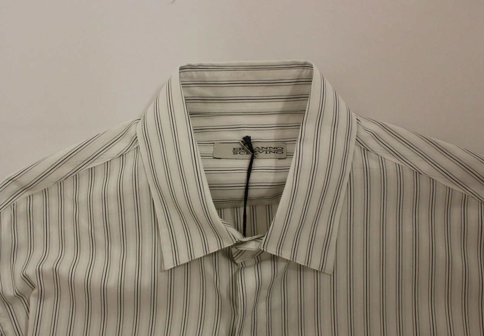 Ermanno Scervino White Black Striped Regular Fit Casual Shirt - IT54 | XL - Shirts