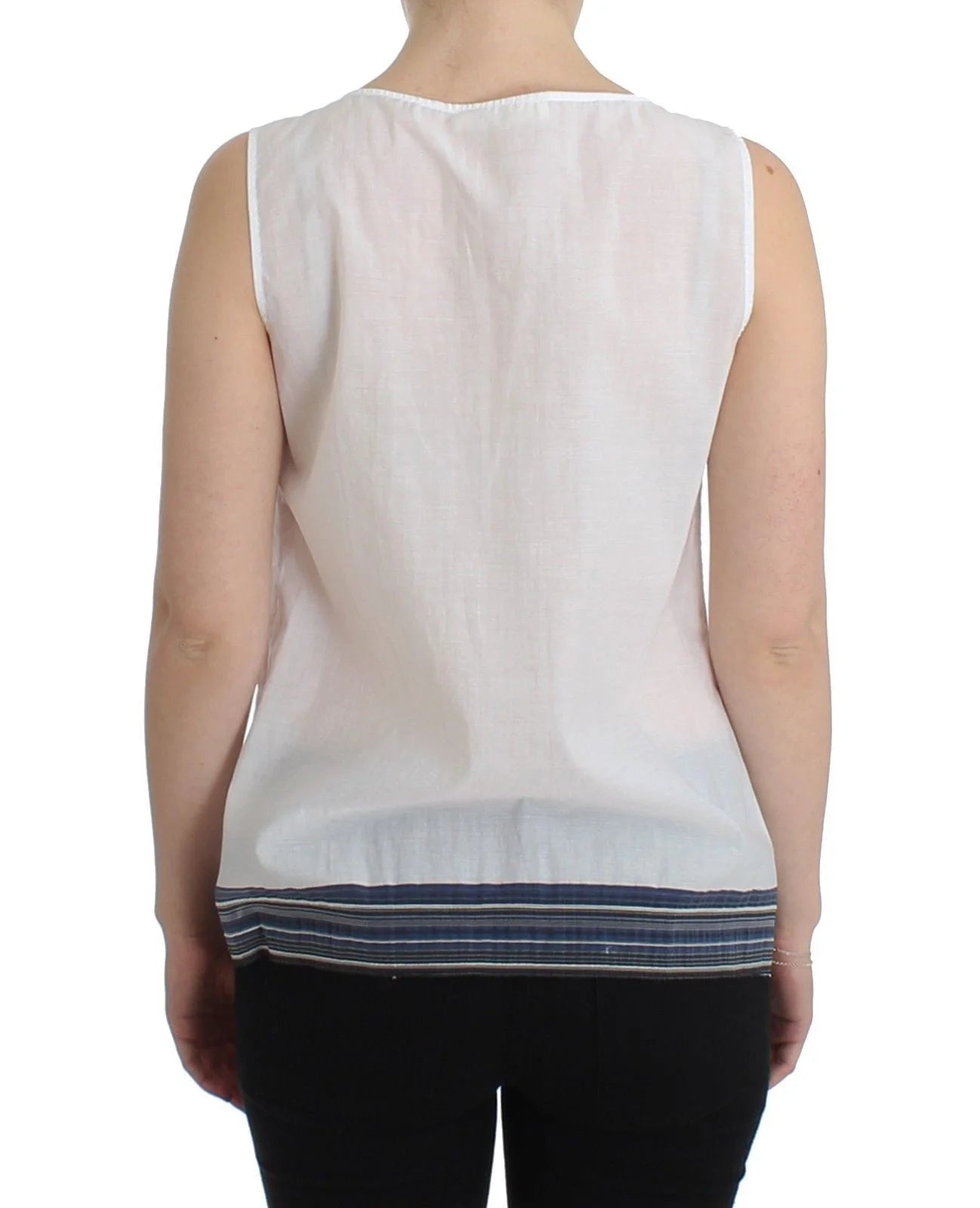 Ermanno Scervino White Blue Top Blouse Tank Shirt Sleeveless - Tank Tops