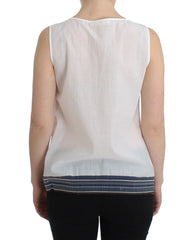 Ermanno Scervino White Blue Top Blouse Tank Shirt Sleeveless - Tank Tops