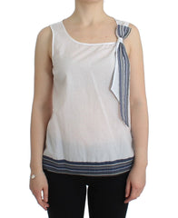 Ermanno Scervino White Blue Top Blouse Tank Shirt Sleeveless - Tank Tops