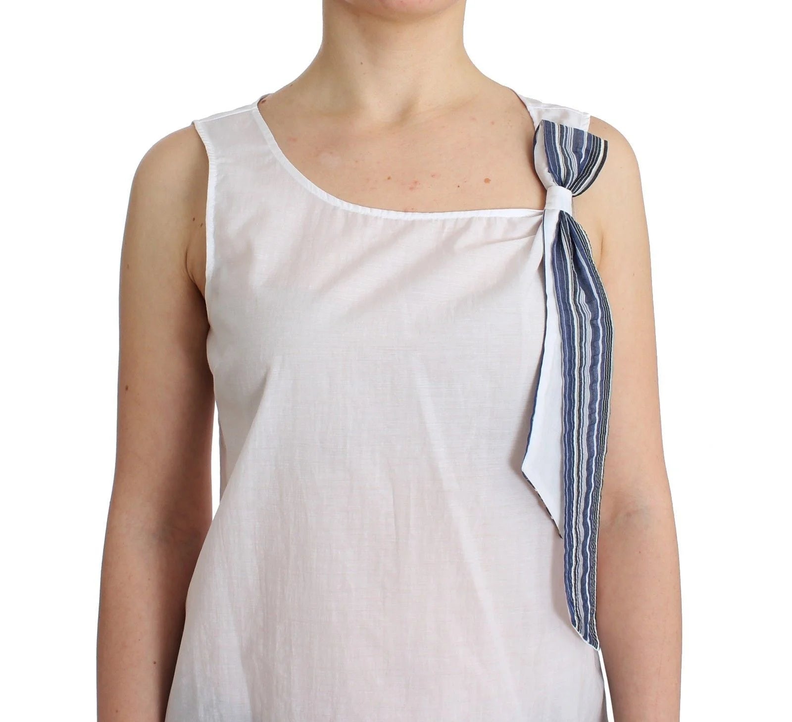 Ermanno Scervino White Blue Top Blouse Tank Shirt Sleeveless - Tank Tops