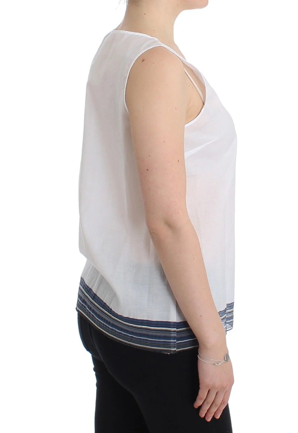 Ermanno Scervino White Blue Top Blouse Tank Shirt Sleeveless - Tank Tops