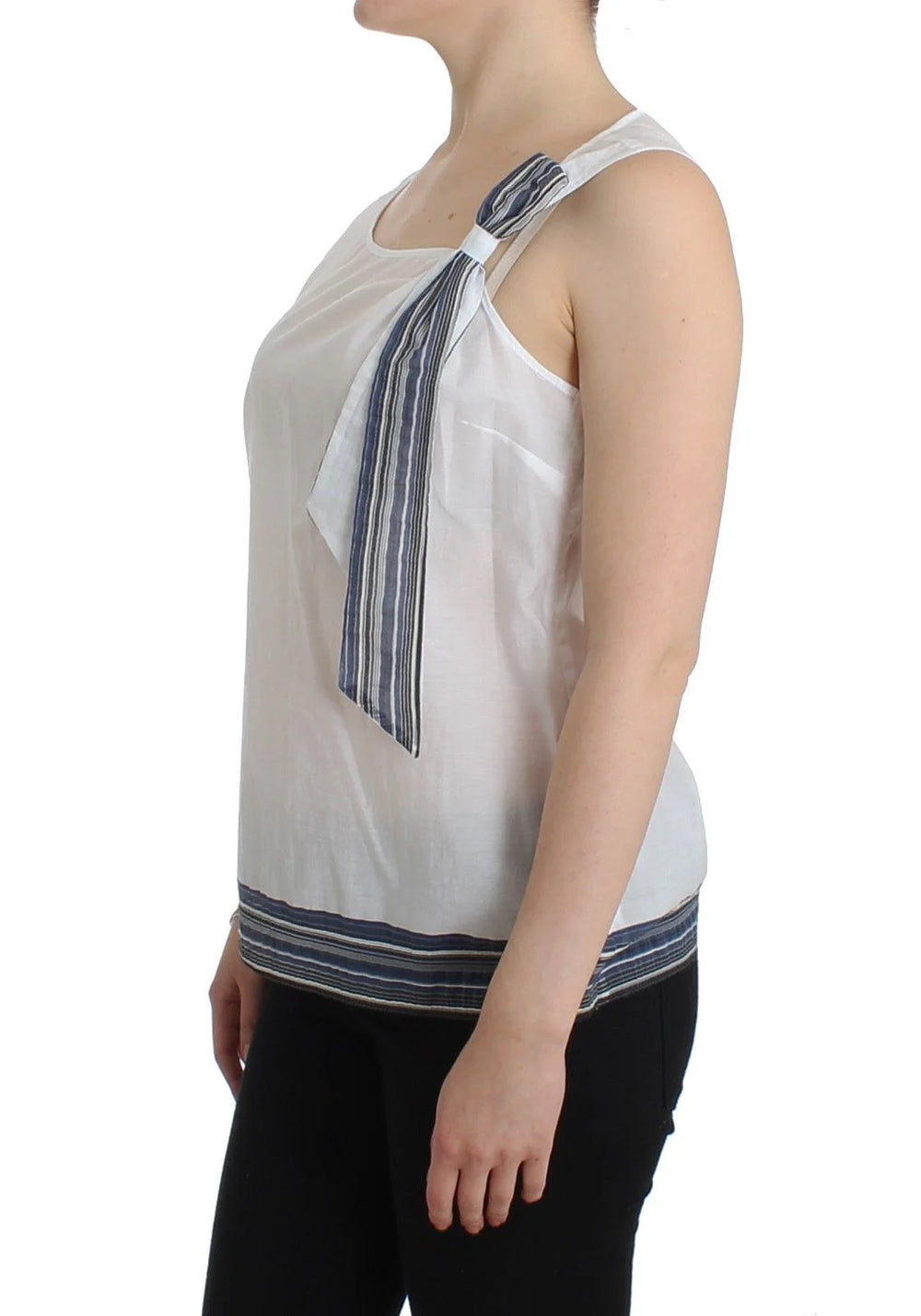 Ermanno Scervino White Blue Top Blouse Tank Shirt Sleeveless - Tank Tops