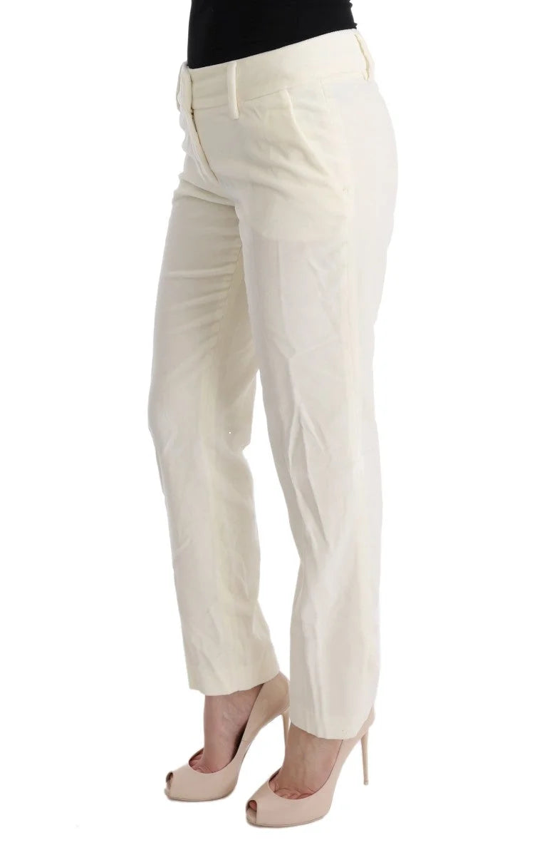 Ermanno Scervino White Cotton Regular Fit Casual Pants - Trousers