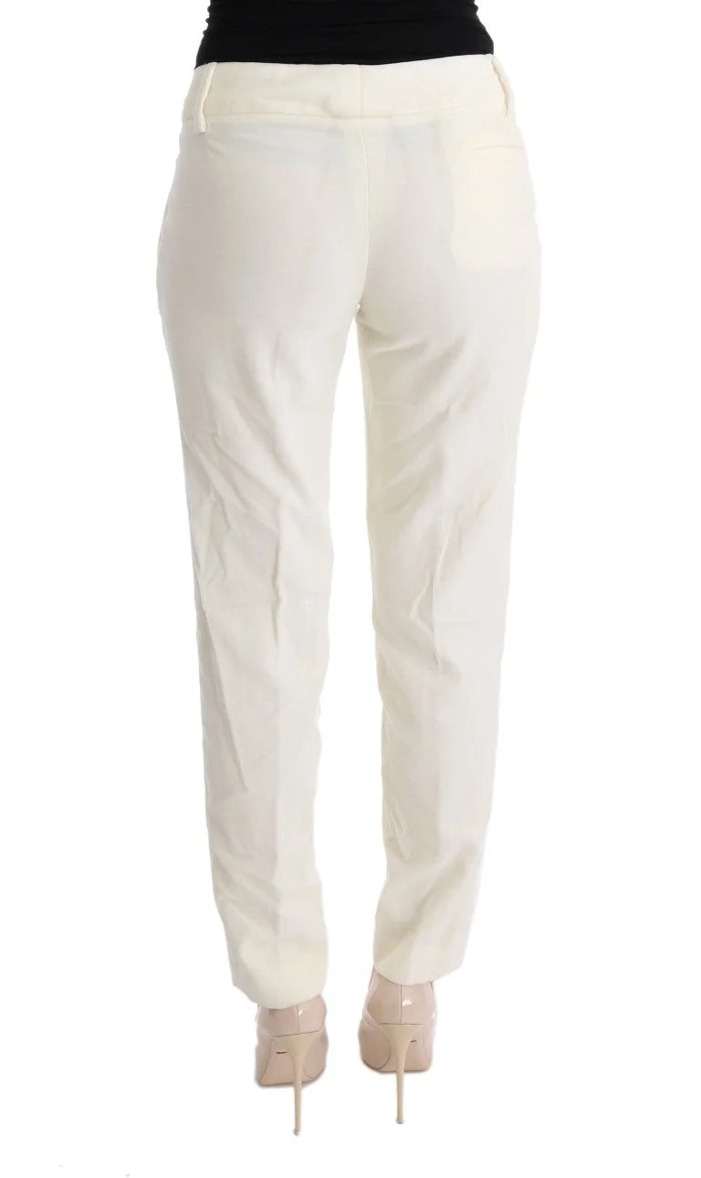 Ermanno Scervino White Cotton Regular Fit Casual Pants - Trousers