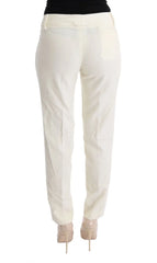 Ermanno Scervino White Cotton Regular Fit Casual Pants - Trousers