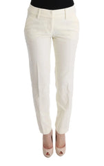 Ermanno Scervino White Cotton Regular Fit Casual Pants - Trousers