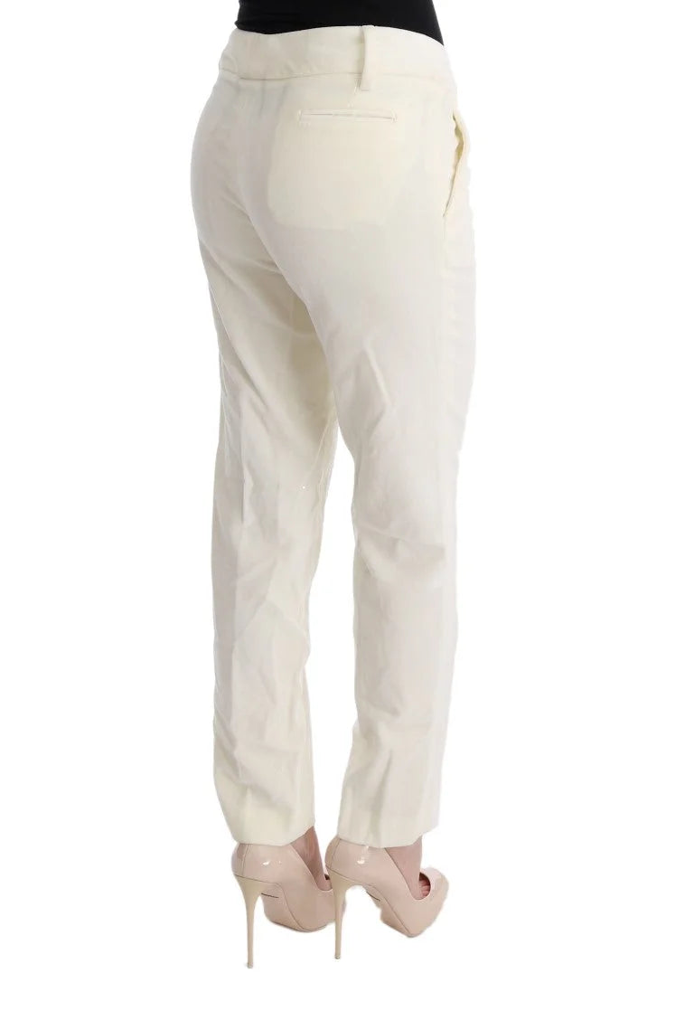 Ermanno Scervino White Cotton Regular Fit Casual Pants - Trousers