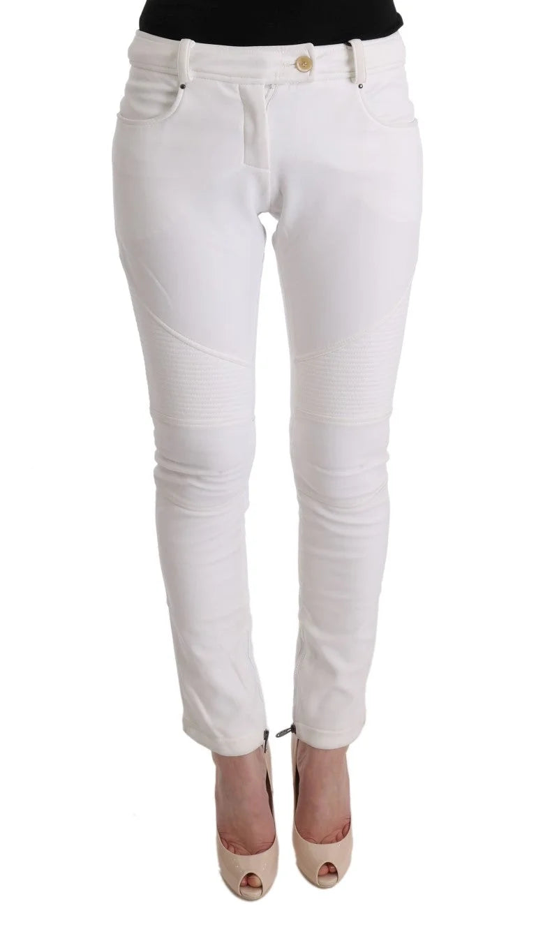 Ermanno Scervino White Cotton Slim Fit Casual Pants - IT40|S - Jeans
