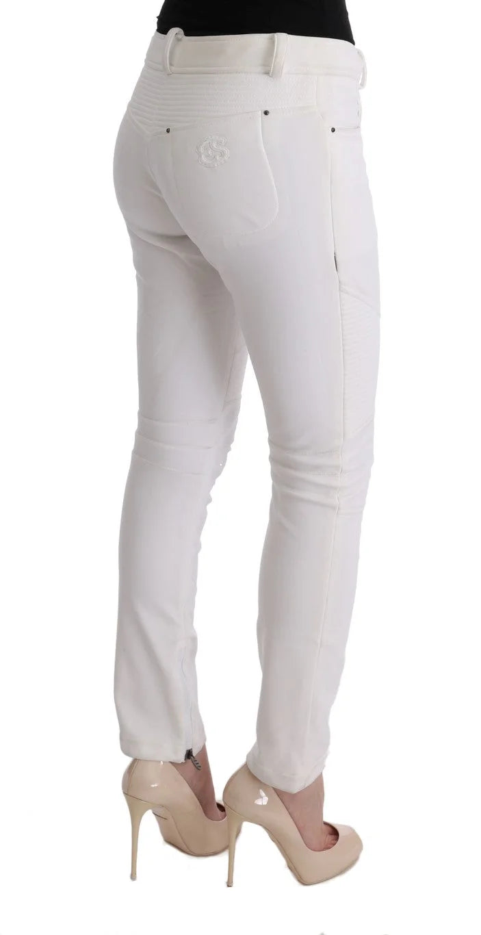 Ermanno Scervino White Cotton Slim Fit Casual Pants - IT40|S - Jeans