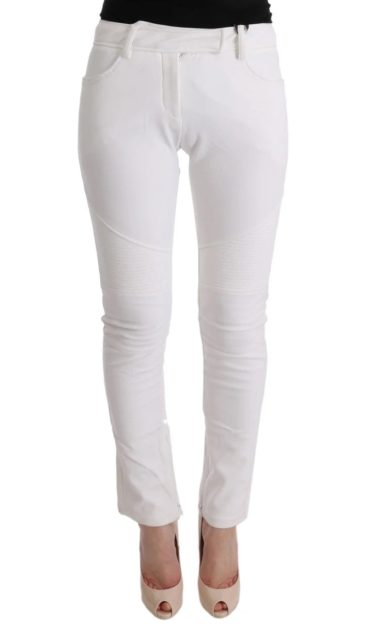 Ermanno Scervino White Cotton Slim Fit Casual Pants - IT40|S - Trousers