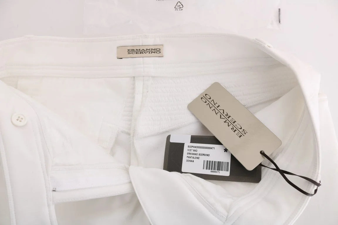 Ermanno Scervino White Cotton Slim Fit Casual Pants - IT40|S - Trousers