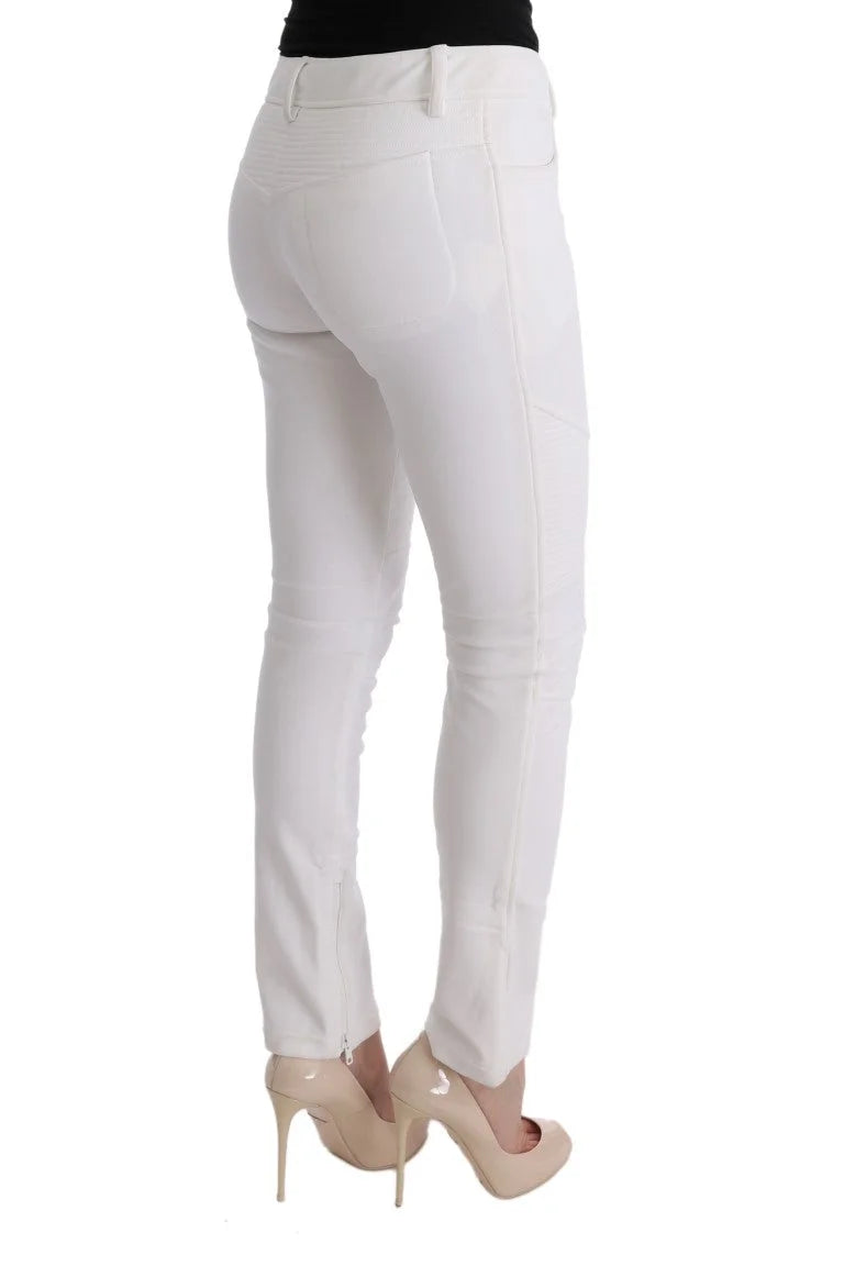 Ermanno Scervino White Cotton Slim Fit Casual Pants - IT40|S - Trousers