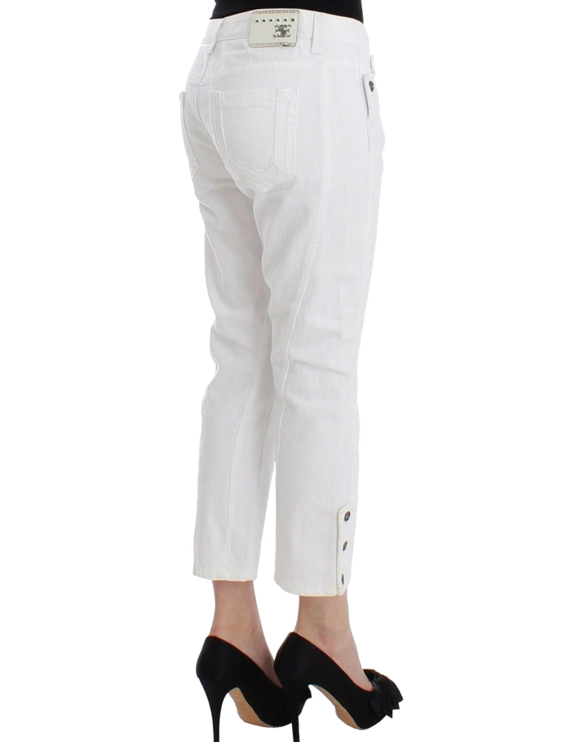 Ermanno Scervino White Cropped Jeans Denim Pants Branded Capri - 42 | S - Jeans