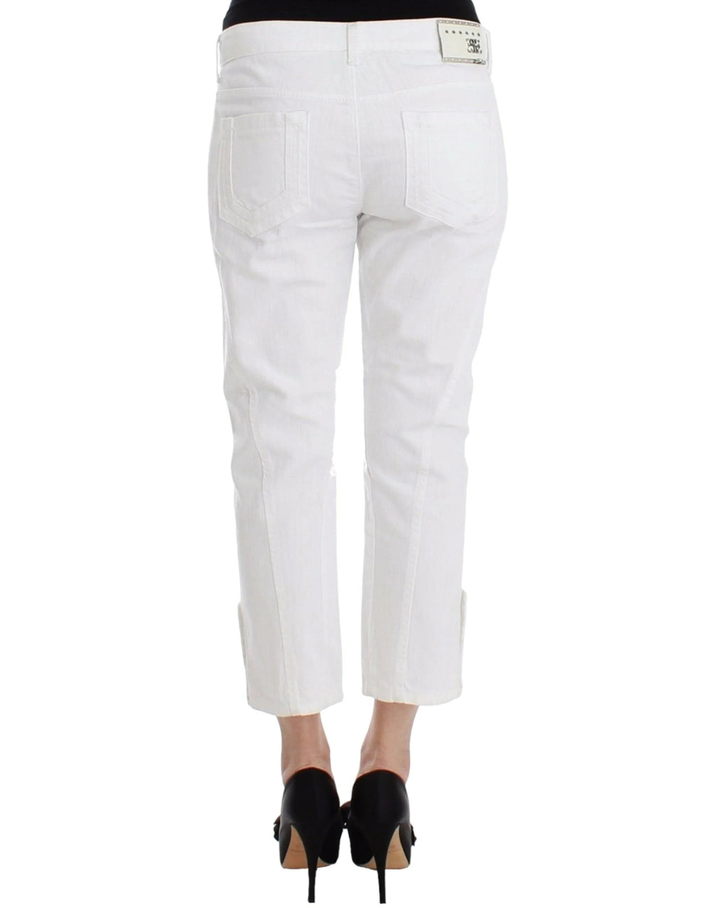 Ermanno Scervino White Cropped Jeans Denim Pants Branded Capri - 42 | S - Jeans