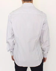 Ermanno Scervino White Gray Striped Regular Fit Casual Shirt - IT50 | L - Shirts