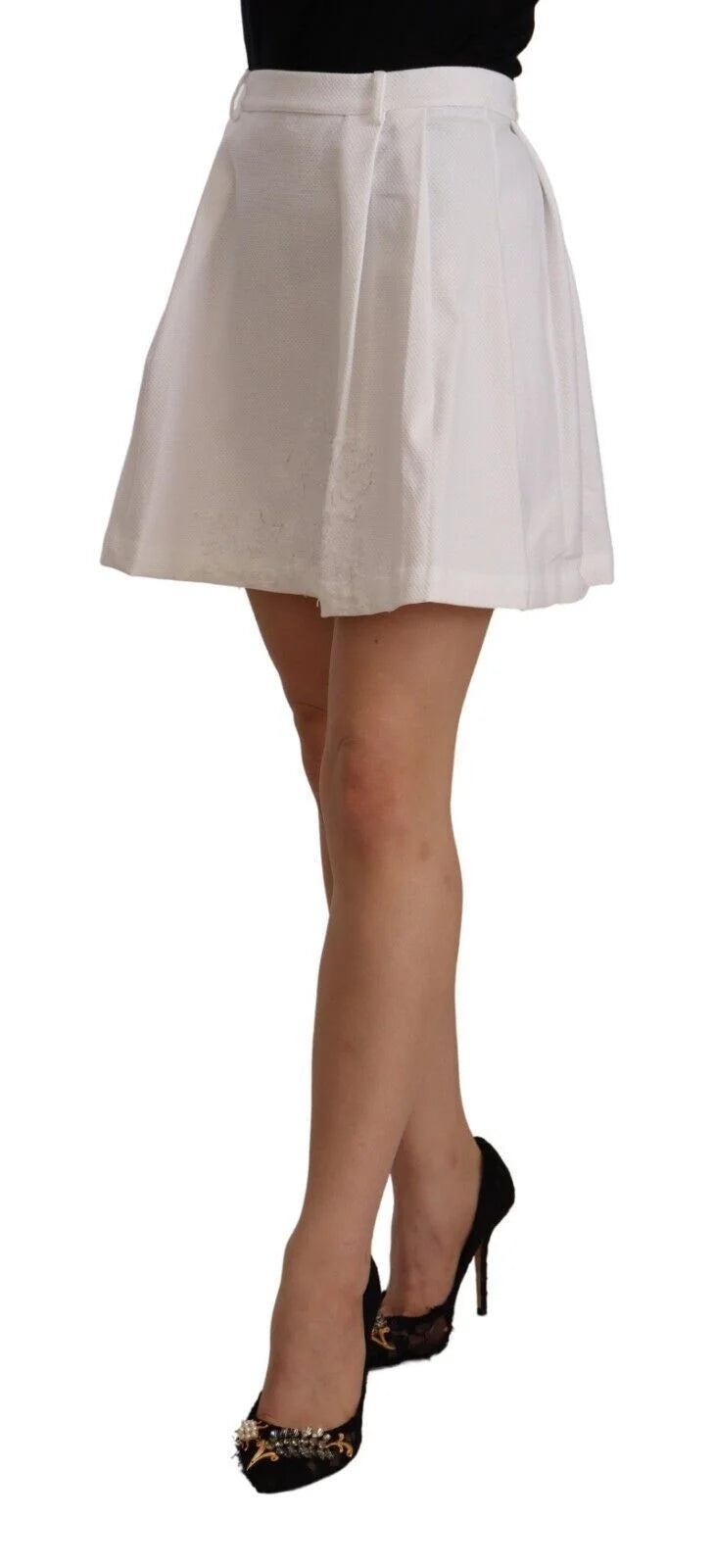 Ermanno Scervino White High Waist A-line Mini Cotton Skirt - Skirts