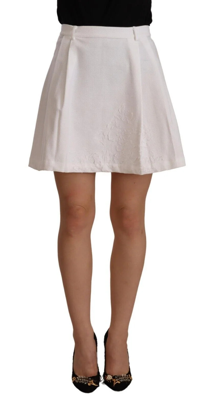 Ermanno Scervino White High Waist A-line Mini Cotton Skirt - Skirts