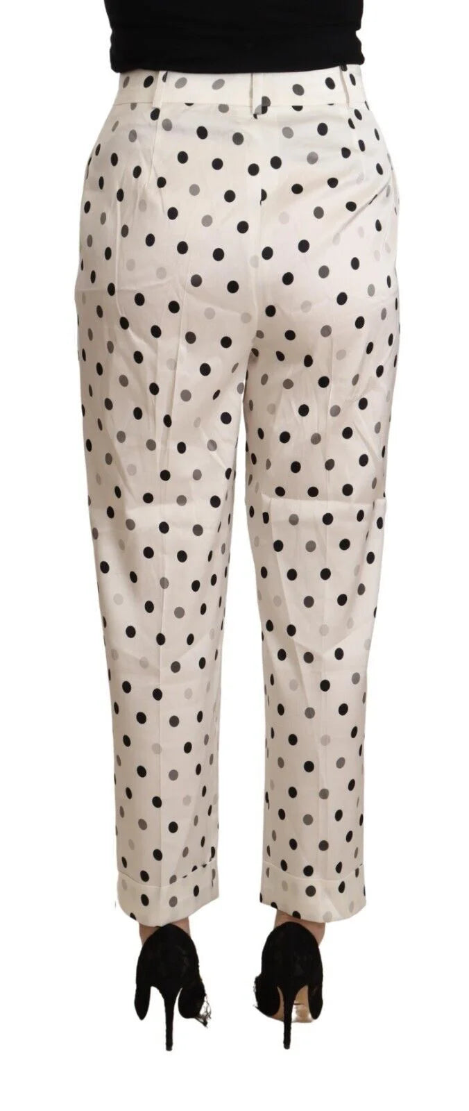 Ermanno Scervino White Polka Dotted High Waist Tapered Pants - IT42|M - Trousers