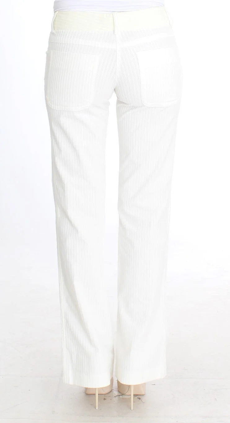Ermanno Scervino White Striped Straight Fit Pants - IT42|M - Trousers
