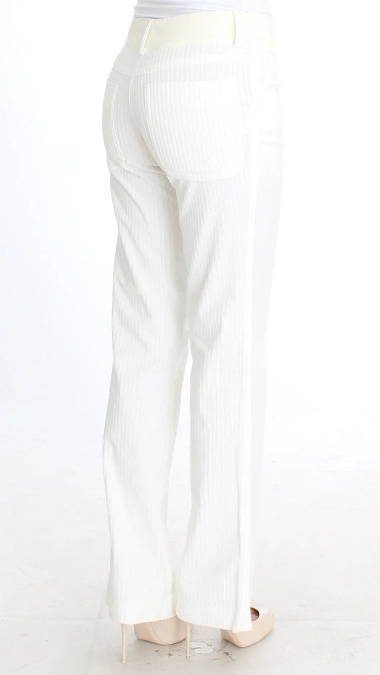 Ermanno Scervino White Striped Straight Fit Pants - IT42|M - Trousers