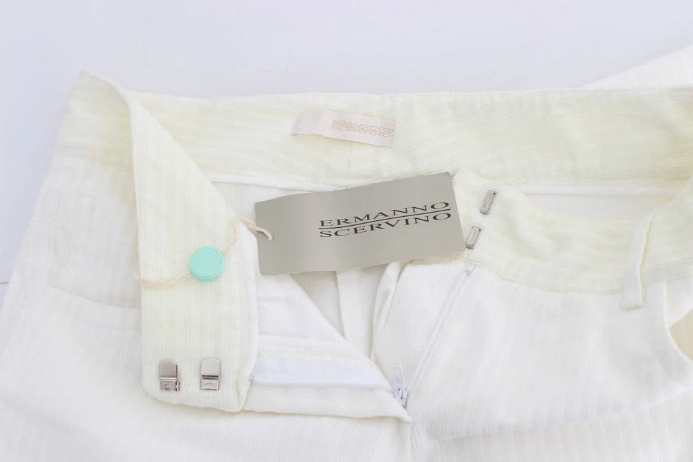 Ermanno Scervino White Striped Straight Fit Pants - IT42|M - Trousers