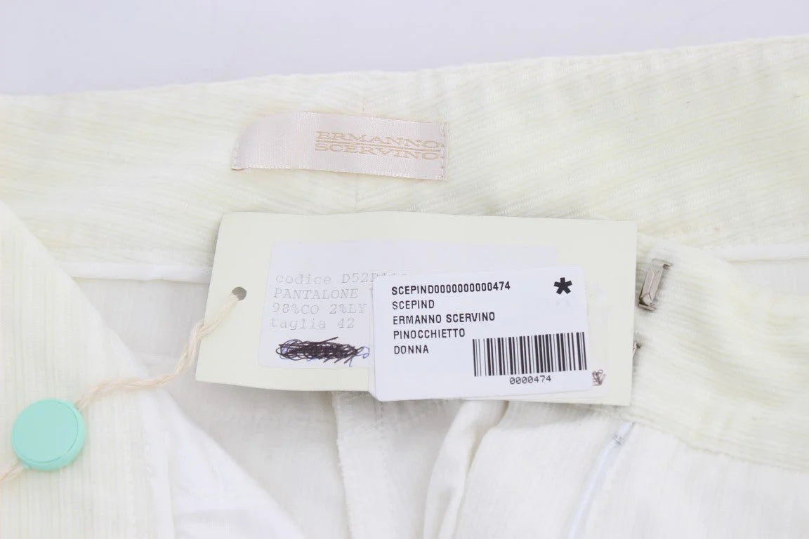 Ermanno Scervino White Striped Straight Fit Pants - IT42|M - Trousers