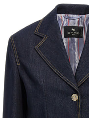 Etro Blue Cotton Blazer - IT38
