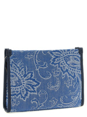 Etro Blue Cotton Clutch Bag