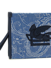 Etro Blue Cotton Clutch Bag