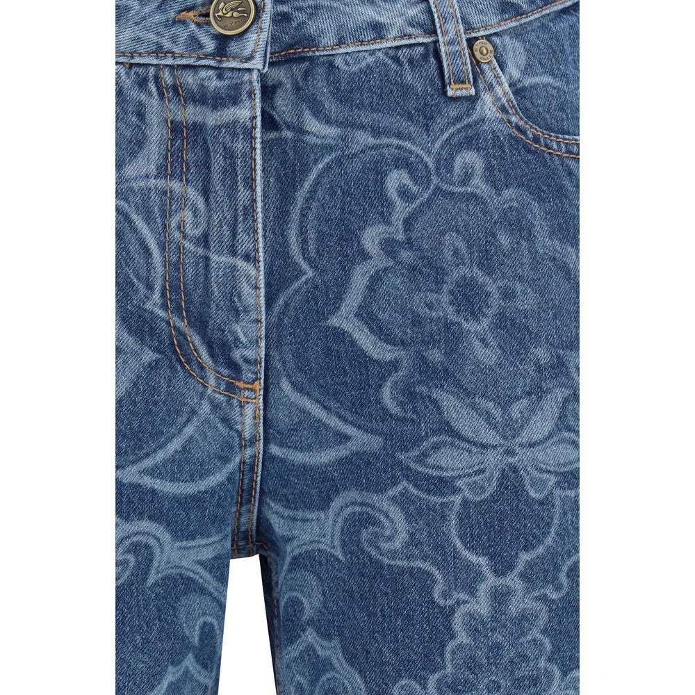 Etro Blue Cotton Flared Jeans
