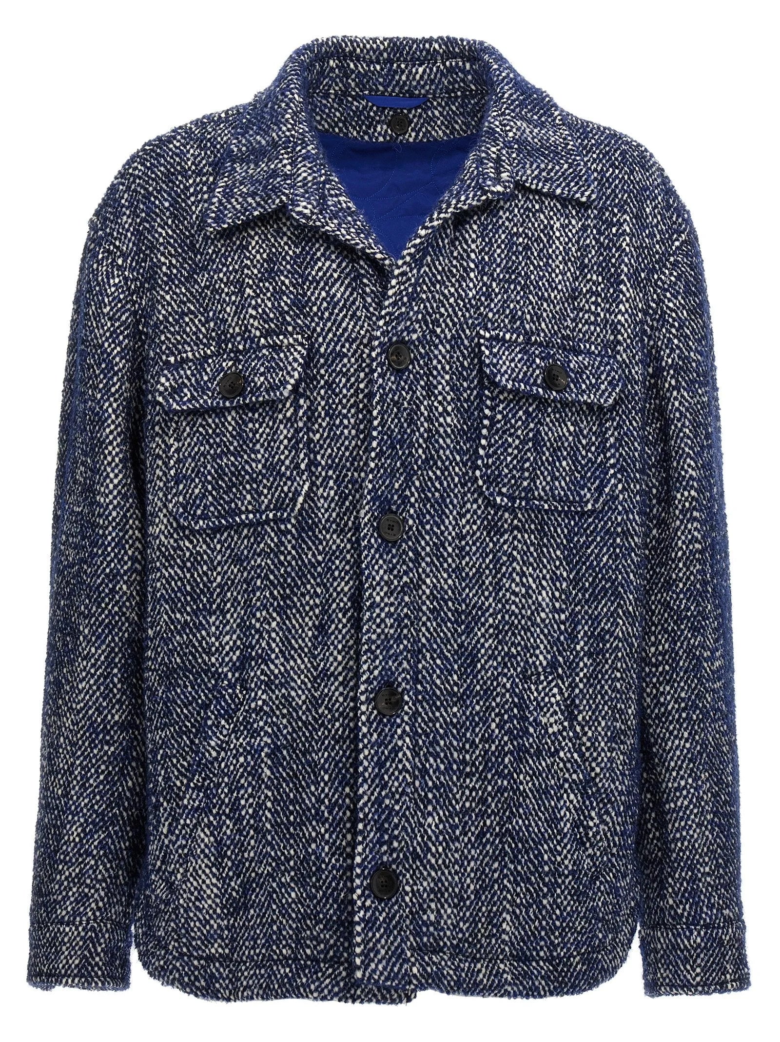 Etro Blue Wool Full-Length Jacket - L