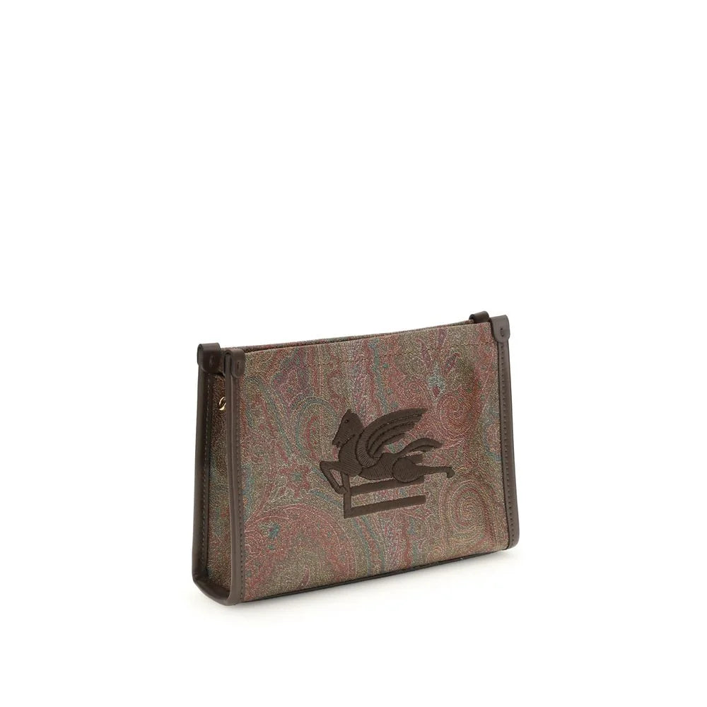 Etro Brown Calf Leather Bos Taurus Clutch Bag