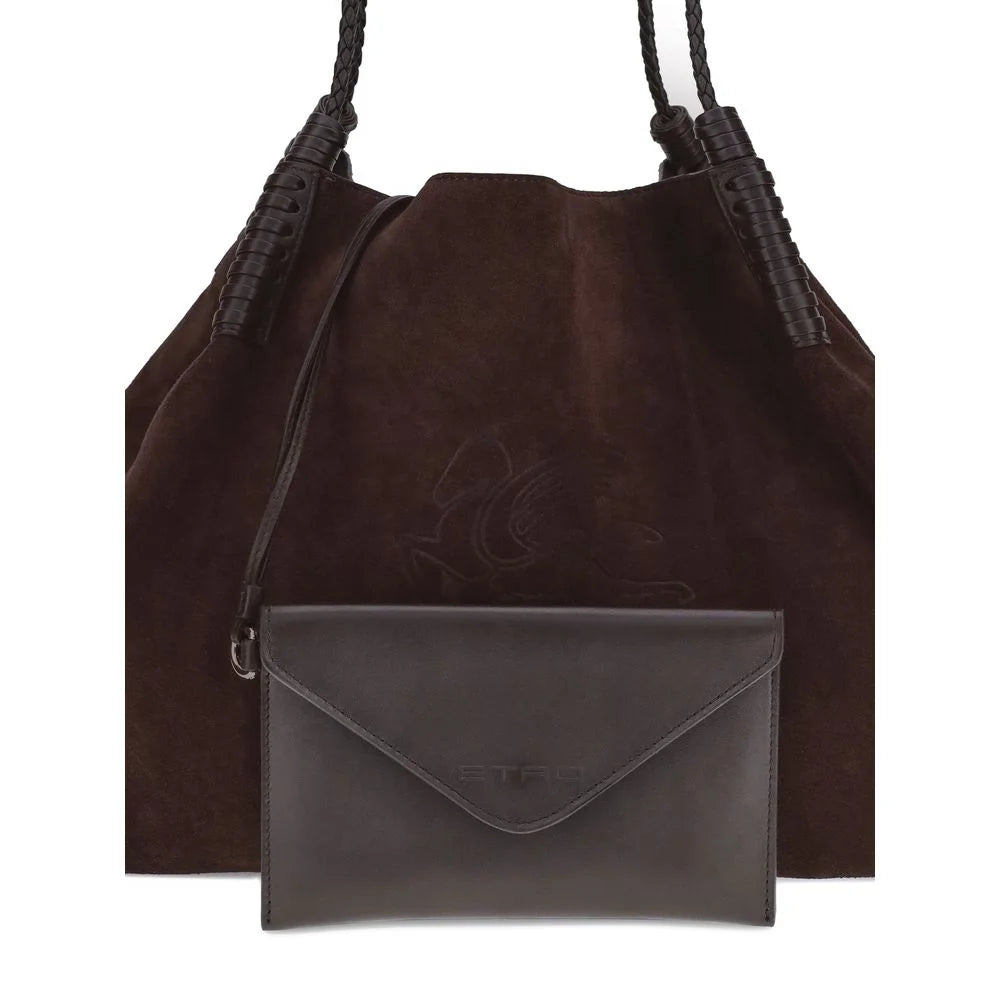 Etro Brown Calf Leather Bos Taurus Shoulder Bag - Shoulder Bags