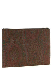 Etro Brown Cotton Clutch Bag