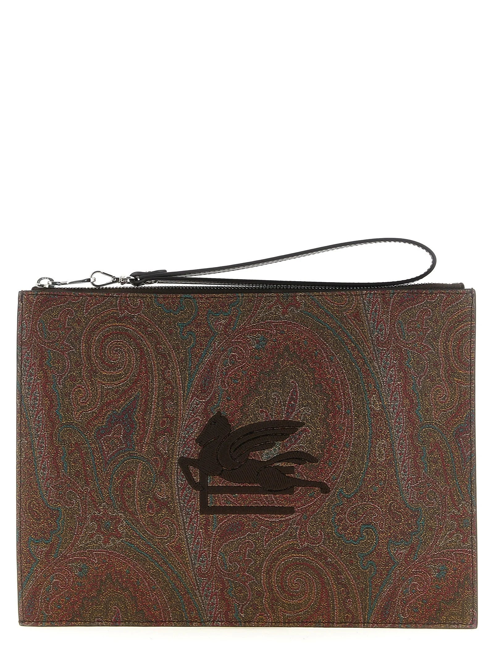 Etro Brown Cotton Clutch Bag