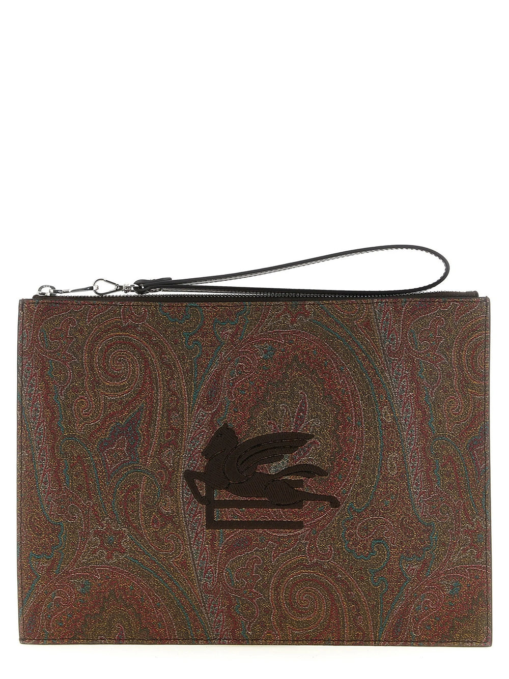 Etro Brown Cotton Clutch Bag