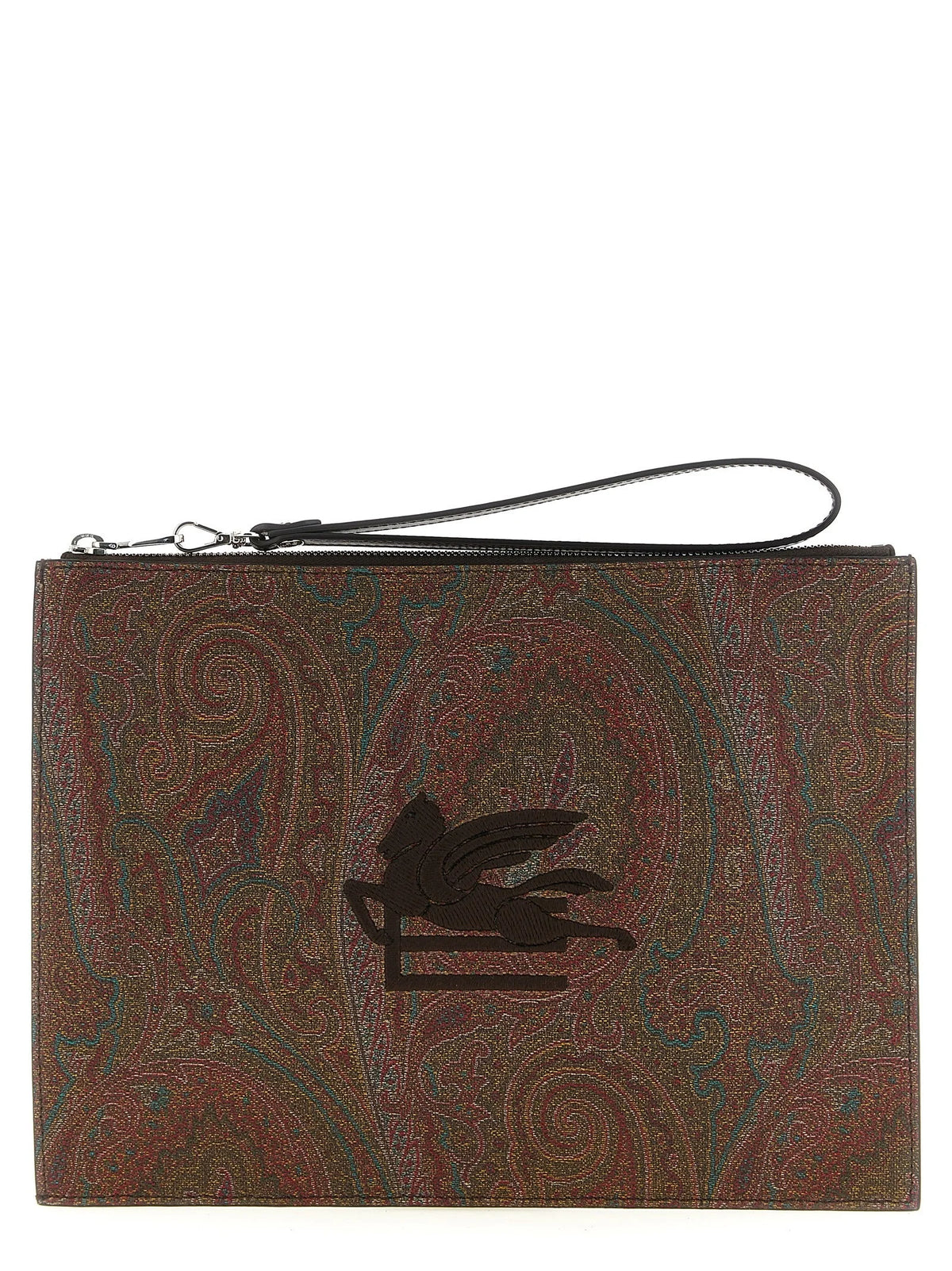 Etro Brown Cotton Clutch Bag