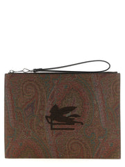 Etro Brown Cotton Clutch Bag
