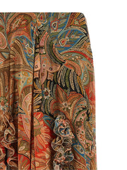 Etro Orange Silk Mini Skirt