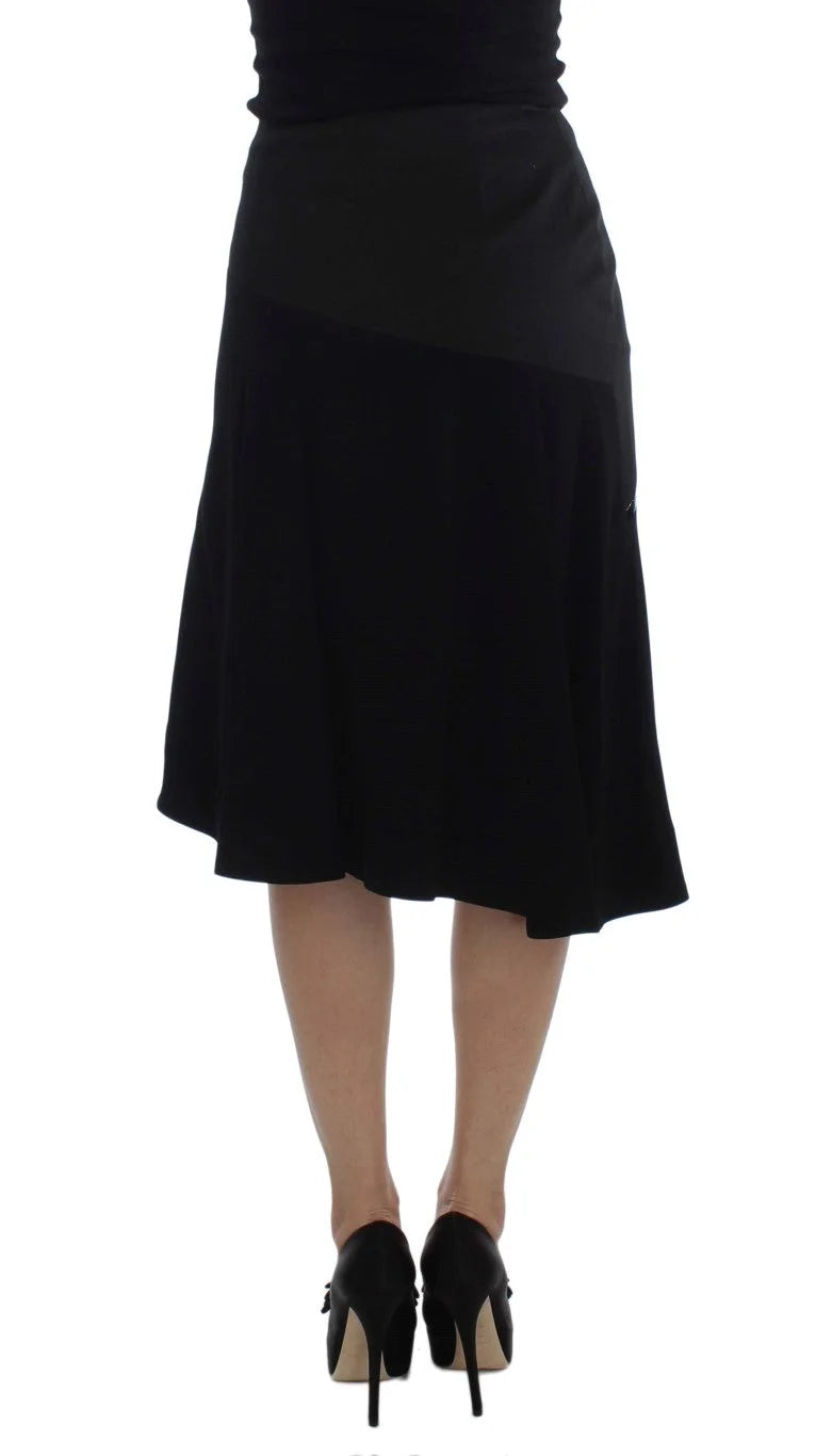Exte Black Blue Cotton Stretch Straight Skirt - IT42|M - Skirts