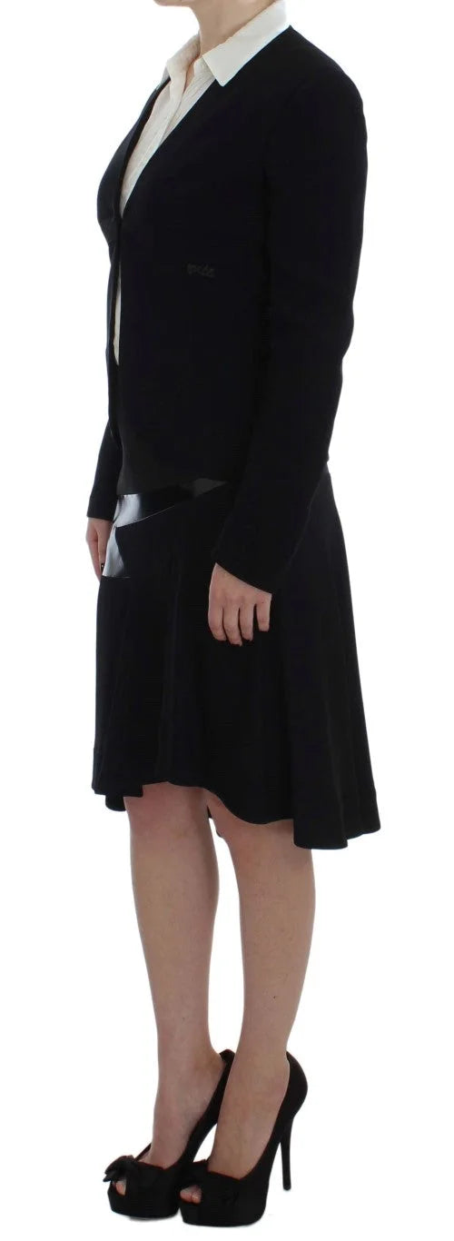 Exte Black Blue Two Piece Suit Skirt & Blazer - IT42|M - Skirt Suits